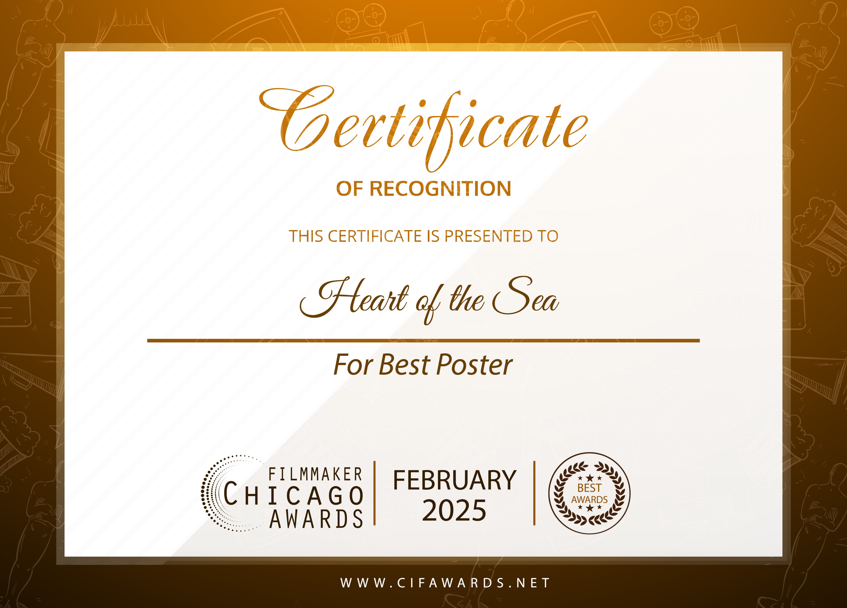 Chicago Filmmaker Awards — Certificate of Recognition, Best Poster, February 2025